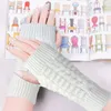 Cinq doigts gants hiver femmes main bras crochet câble tricot mitaines tricoté chaud poignet sans doigts pour femme