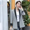 Trajes de mujer Blazers PEONFLY Spring Slim Women Formal Office Work Single Button Muescas Patchwork Ladies Coat Moda Blazer Feminino Rojo