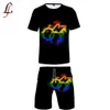 LGBT 3D Drukuj 2019 Nowy Casual Cool Man 2 Set Summer Popular Hip Hop Fashion High Street T-shirt Koszula + Krótkie spodnie Zestawy X0610