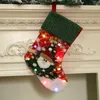 Stor LED Lysande julstrumpor Juldekorationer Xmas Socks Ornament Barn Presentkassar W-01213