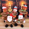 Decorações de Natal Papai Noel boneco de neve Candy cesta alegre decoração para casa xmas fruta porca armazenamento vime alces