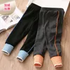 Hiver chaud 2-10 ans enfants rayé coloré patchwork épaississement plus velours crayon pantalon pantalon pour enfants bébé filles 210529