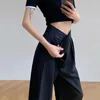 HOUZHOU Brown Wide Leg Women's Classic Suit Pants Vintage Palazzo Office Elegant Casual Balck Trousers Female High Wasit 220211