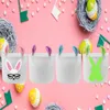 Personlig Plush kaninöron Påskväska Festlig sublimering Blank Easter Eggs Bucket Polyester Bunny Candy Toy Tygväska för barn 4 färger