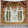 Blomma vinstockar på fönstret utskriftsvägg tapestry hippie vägg hängande konst matta bohemiska dekorativa vardagsrum 210609