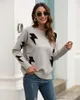 Herfst Winter Vrouw Truien Gedrukt Crew-hals Pullover Dames Losse Lange Mouw Casual Trui Vrouwelijke Gebreide Gray Suiner Mujer 210604