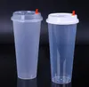 700ml 24oz Disposable Plastic Cups Dinnerware Cold drinks Juice Cup Thicken Transparent Drink Mug With Lid SN6097