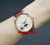 New Luxury High Quality Watches Master Ultra Thin Moon 34mm Rose Gold Cal.925/1 Automatic Womens Watch 1252520 Silver Dial Leather Strap Ladies Wristwatches