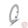 أزياء حقيقية الصلبة 100٪ 925 فضة خاتم الماس سوليتير بسيط جولة رقيقة الفرقة حلقات إصبع للنساء عنصر المجوهرات
