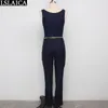 Elegant jumpsuits for women summer sleeveless sexy strapless jumpsuit casual fashion plus size bodysuit zipper 210520
