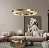 Luxury Gold Ring Crystal LED Chandelier For Bedroom Home Decor Modern Living Room Decoration Hanging Light