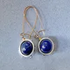 Lustre Tribal rond, boucles d'oreilles en pierre bleue marine naturelle, Vintage, pendentif en métal doré, boule d'astronomie rotative