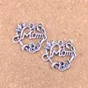 46pcs Antique Silver Bronze Plated heart mom Charms Pendant DIY Necklace Bracelet Bangle Findings 26*24mm
