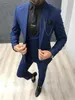 Alta calidad Un botón Azul marino Novio Esmoquin Pico Solapa Boda / Baile de graduación / Cena Padrinos de boda Trajes de hombre Blazer (Chaqueta + Pantalones + Chaleco + Corbata) W1368