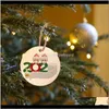 Feestelijke Feestartikelen Huis Gardendiy Woodiness Circular Christmas Hanger Xmas Tree Ornaments Hanging Quarantaine Masker Decoraties Hangers