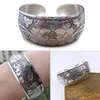 Chinese Vintage Silvery Tibetan Bracelet Carved Wide Bracelet Elephant Tortoise Flower Vintage Charm for Women Ethnic Jewelry Q0719