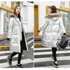 Fashion Glossy parka coat women 2XL plus size europe and america long sleeve hooded loose thick warmth clothing LR365 210531