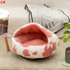 Lit pour chat rond doux en peluche fouisseur grotte à capuchon chat lit beignet pour chiens chats fausse fourrure câlin confortable auto-chauffant lit pour animaux de compagnie anti RRD12813