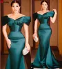 2022 Plus rozmiar arabski Aso Ebi Hunter zielona syrenka suknie balowe Sweetheart Satin Sexy wieczór formalna impreza druga recepcja suknie dla druhen ceaw