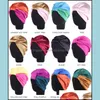 Beanie / SKL Kapaklar Şapka Şapka, Atkılar Eldiven Moda Aessories Leke İpek Bonnet Slee Cap Set Türban Elastik Geniş Bant Saten Düğümlü Saç Los