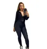 Jogger Suits Güz Kış Kadın Eşofman Uzun Kollu Ceket Kaban + Pantolon İki Adet Set Kalın Kıyafetler Artı Boyutu 2XL Spor Takım Rahat Siyah Sweative 5535