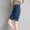 Summer Teen Jupe Denim Moulante Avec Extensible Midi Jeans Taille Haute Crayon s Femmes B02917B 210421