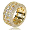 Bagues de mariage en or pour hommes, style Hip Hop, pierres glacées, à la mode, bijoux de haute qualité, Simulation de diamant