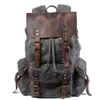 Multifunctionele casual canvas rugzakken vintage waterdichte grote capaciteit reistas vrouwen mochila lederen laptop rugzak