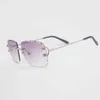 Designer de luxo Óculos de sol de alta qualidade 20% Offless wire homens de grande tamanho mulheres para óculos para o verão diamante cortando óculos transparentes moldura de metal Oculos gafas