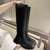 2021 Höst Gröna Lång Stövlar Tjocka Klackar Gotiska Punkskor Ankel Booties Vinter Kvinnor Plattform Svart Bekämpa Knee High Boots Y1125