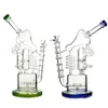 12 Inch Glass Bong Recycler Hookah Blue Green Heady Water Pipes 14mm Female Joint Matrix Big Bongs Sidecar Oil Dab Rigs WP558