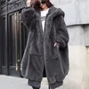 Oversized Winter Women Faux Fur Coat Długi Ciepły Futro Rabbit Parka Casaako Feminino Bluzy Luźne Zimowe Płaszcze Znosić 211129