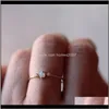 Smyckenklassisk ros guldfärg opal ringar för kvinnor kristall bröllop band engagemang bijoux kvinnliga mode smycken gåvor dropp leverans 2021 q
