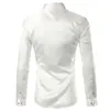 Heren Satijn Luxe Jurk Shirts Merk Lange Mouw Gladde Rimpel Gratis Tuxedo Shirt Mannen Bruiloft Dance Prom Chemise 3XL 210522