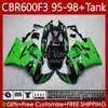 Body + Tank для Honda CBR 600F3 600 F3 CC 600FS 97 98 95 96 Кузов 64NO.25 CBR600 FS CBR600F3 CBR600FS 1997 1998 1995 1996 CBR600-F3 600CC 95-98 Обтекивание Kit Green Glossy