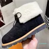 New Snow Boots Women Wool Flanging Warm Lace Up Ankle Boot Comfortable Flat Plus Cotton Shoes Brand Design Ladies