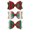 15834 Christmas Crianças Bowknot Barrette Meninas Bow Cabelo De Cabelo Glitter Ornamento De Cabelo Vermelho Beadwear Crianças Barrettes