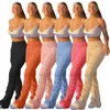 Produit Automne Printemps Néon Vêtements Femmes Pantalon Rose Taille Haute Joggers Pantalon Moulante Stacked Legging Sexy Fitness Wear 210525