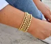 Bracelets empilables de perles remplies d'or 18 carats Bracelet de chaîne de trombone Bracelet extensible perlé