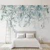 Papier peint Photo personnalisé feuilles vertes modernes aquarelle Style nordique papier peint Mural salon TV chambre 3D fresque décor à la maison