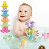 5 PCS Kids Ocean Life Octopus Stacking Cups Joue éducative Baby Bathroon Baby Bathroom Bath Bath Wholesale