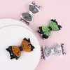 Halloween Children Bowknot Hair Clip Baby KIds Glitter Three Layer Bow Clips Girls Barrette