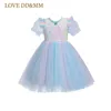 LOVE DD&MM Girls Princess Dresses Summer Casual Sequins Gradient yarn Dress Kids Sweet Baby Costume Children Party Fancy 3-8 Y 210715