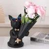 Vases Flower Vase Cool Dog Figurine Tabletop Home Decoration Ornamental Resin Art Sculpture Figurines Decor Decorative