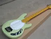 4 Strings Green Electric Bass Guitar with Chrome Hardware,White Pickguard,Humbucking pickups,Can be customized