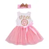 Verão Bebê Meninas Princesa Tutu Lace Vestido com Headband Miúdos Longa Manga Curta Alfabeto Malha Curva Vestidos Crianças Saias para Beautiful Zyy825