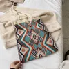 Evening Bags Lady Knitting Gypsy Bohemian Boho Chic Aztec Tote Bag Women Crochet Woolen Open Shopper Top-handle 2021Female Daily H2928