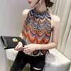 Korean Style Summer Fashion Women Sleeveless Chiffon Print Vest Female Casual Tops 210428