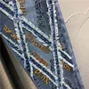 Eisenbohrer Stickerei Jeans Damen Frühling Hohe Taille Persönlichkeit Trend Slim Fashion Denim Pencil Hosen 5B59 210427