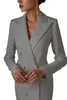 Été blanc Double boutonnage femmes longue Blazer robe dames bal soirée invité tenue de soirée sur mesure